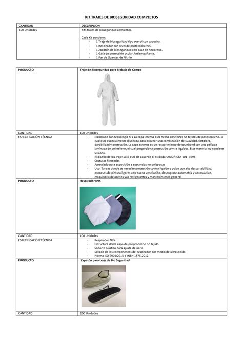 Kit De Bioseguridad Completo Kit Trajes De Bioseguridad Completos