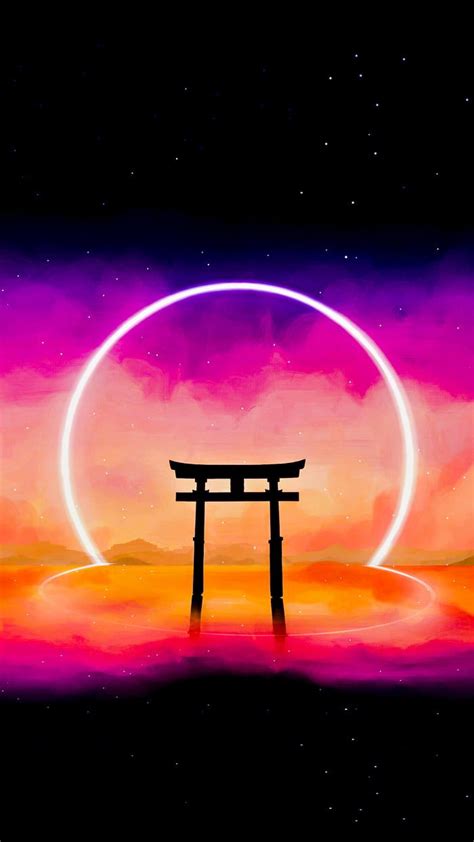 Neon Torii Gate - Wallpaper | Torii gate, Japanese background, Neon