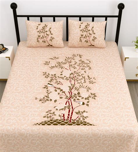 Buy Multicolor Floral 210 Tc Cotton King Sized Bed Sheets With 2 Pillow