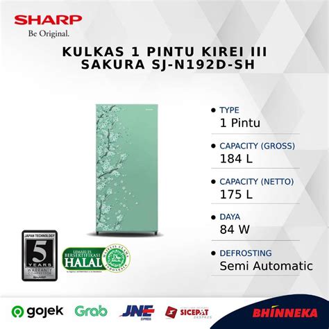 Jual Sharp Kulkas Pintu Kirei Iii Sakura Series Sj N D Sh Green