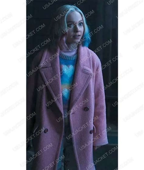 Get Wednesday 2022 Emma Myers Pink Coat | Pink Double Breasted Coat