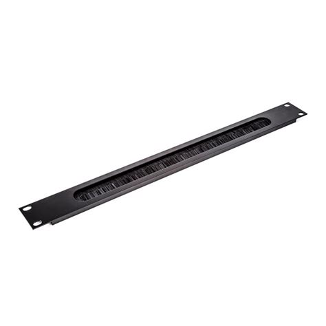 1U Black Rack Panel With Cable Access Slot And Brushes Penn Elcom