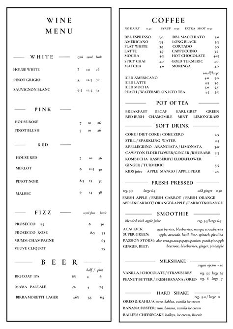 Menù – east dulwich | Cafe-g