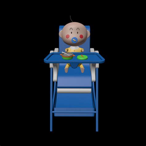 Baby dinner chair cartoon style 3D model made by C4D