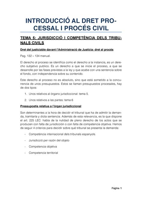 Apuntes Derecho Procesal Civil Parcial Introducci Al Dret