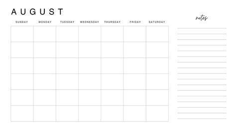 Blank August Calendar Templates - FREE Printable Calendars