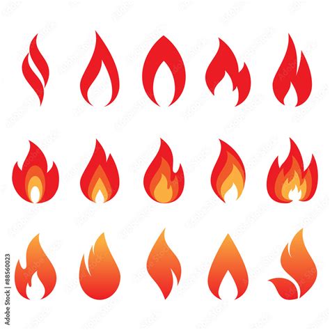 Vector Set Of Fire Flames Stock Vector Adobe Stock