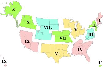 The US map showing 10 federal regions | Download Scientific Diagram