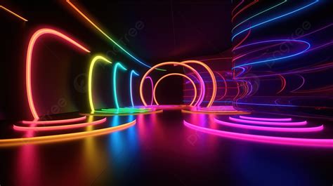 Fundo Túnel Colorido Neon Com Espirais E Iluminação Fundo Ilustração 3d Papel De Parede Fundo