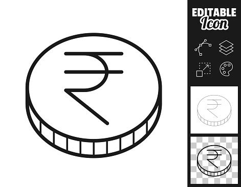 Indian Rupee Coin Icon For Design Easily Editable Stock Illustration ...