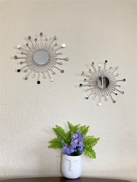 Set Of 2 Sunburst Mirrorpearl Wall Decorsparkly Wall Etsy