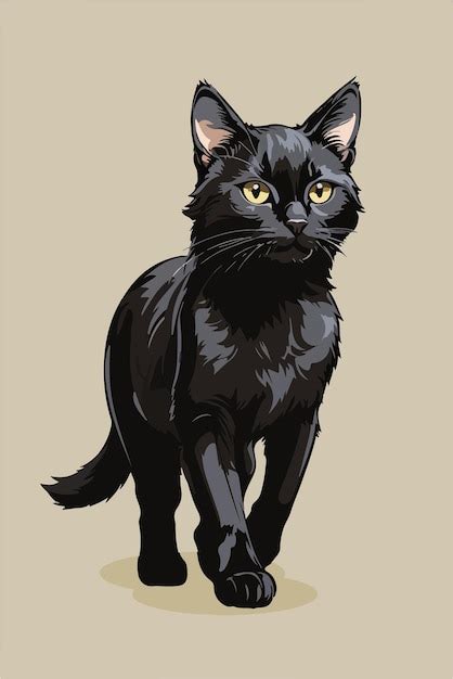 Premium Vector Vector Black Cat Walking Illustration