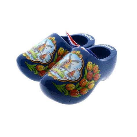 Souvenirklompen Paar Houten Souvenir Klompen Blauw 14 Cm