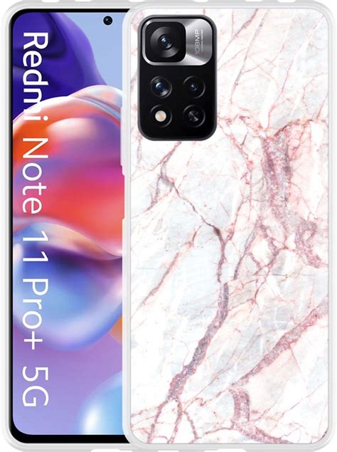 Cazy Hoesje Geschikt Voor Xiaomi Redmi Note Pro White Pink Marble