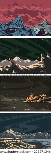 1950s Retro Style Fantastic Space Landscape Stock Vector (Royalty Free ...