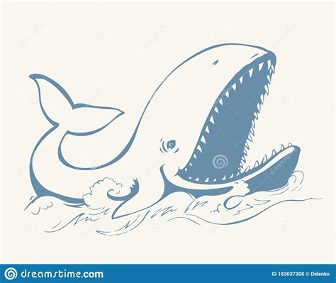 Whale With Open Mouth Vector Drawing Stock Vector Illustration Of