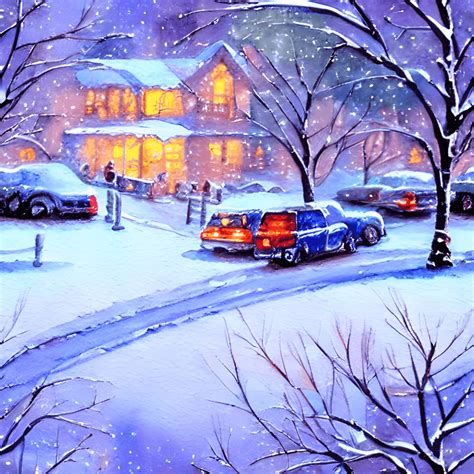 Snowy Days In Los Angeles Watercolor Painting By Thomas Kinkade