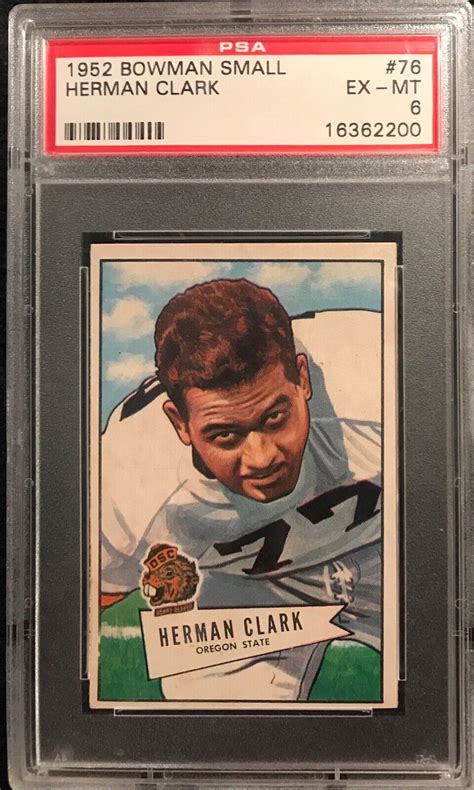 1952 Bowman Small Football Card 76 HERMAN CLARK Chicago Bears PSA 6