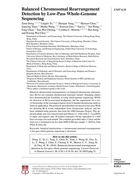 (PDF) Balanced Chromosomal Rearrangement Detection by Low-Pass Whole ...