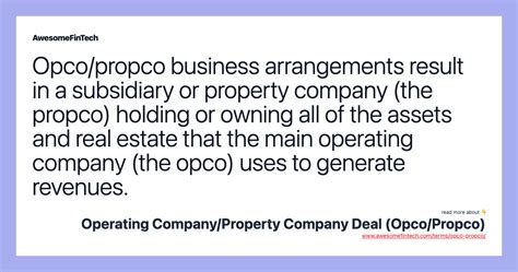 Operating Companyproperty Company Deal Opcopropco Awesomefintech Blog