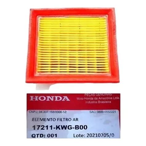 Filtro Ar Titan fan 150 Bros 150 2009 Á 2013 Original Honda