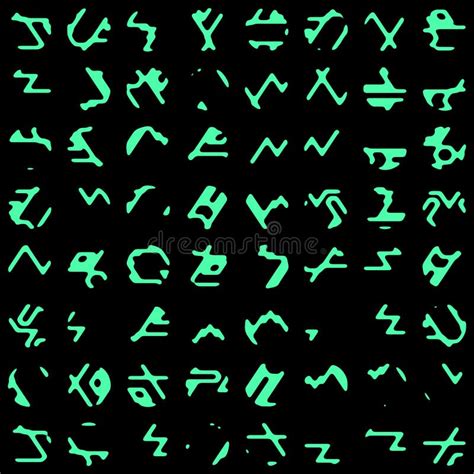 Alien Font Letters Alphabet For The Display Of The Info Panel Of A