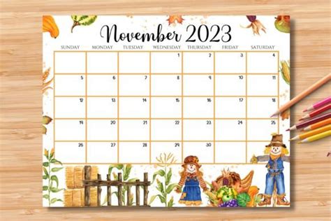 Editable Fillable November 2023 Calendar Graphic By Hotobi Creative