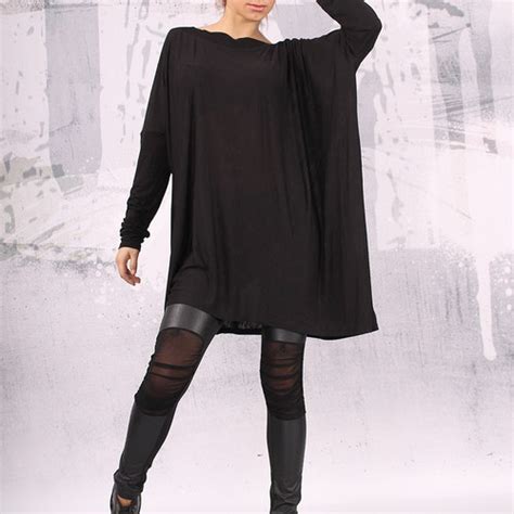 Black Top Extravagant Tunic Asymmetric Tunic Dress Plus Etsy