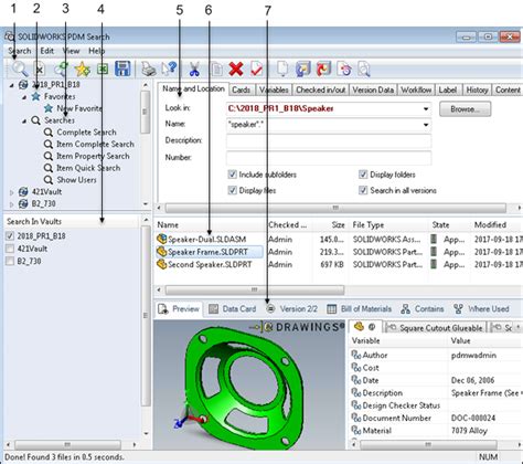 SOLIDWORKS PDM Search Interface 2018 SOLIDWORKS PDM Help