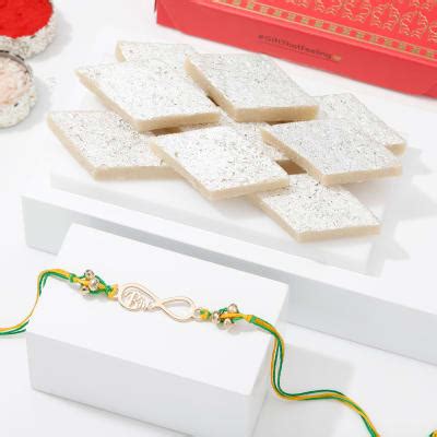 Buy Send Infinity Bro Rakhi And Kaju Katli Combo Online IGP JVS1300635