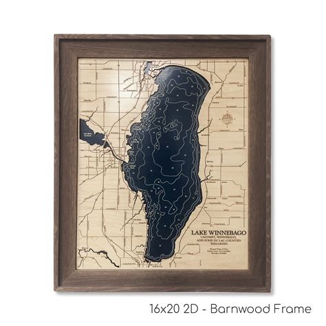 Wall Hangings Custom Lake Maps Wooden Lake Maps With Frame Wisconsin