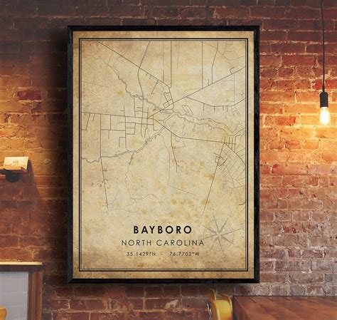 Bayboro Vintage Map Print Bayboro Map North Carolina Map Art Bayboro ...