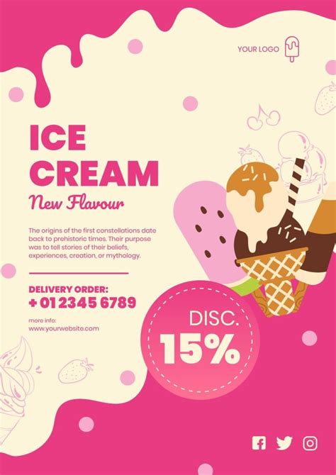 Design This Hand Drawn Ice Cream Delivery Poster Layout Online