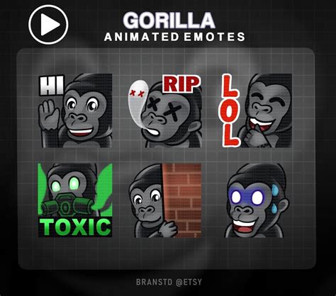 6x ANIMATED Gorilla Emotes ANIMATED Gorilla Emotes ANIMATED Twitch