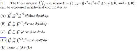 Solved The Triple Integral Tripleintegral E DV Where E Chegg