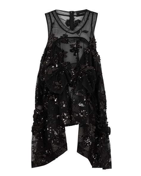 Simone Rocha Black Sequin Embellished Gathered Dress Lyst