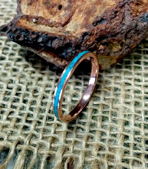 Edc Everyday Carry Copper Rings Copper Color Color Set Inlay Band