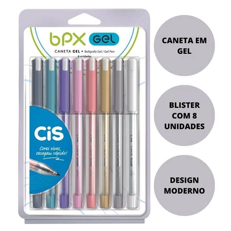 Caneta Em Gel Cis Bpx Kit 8 Cores Art Pel