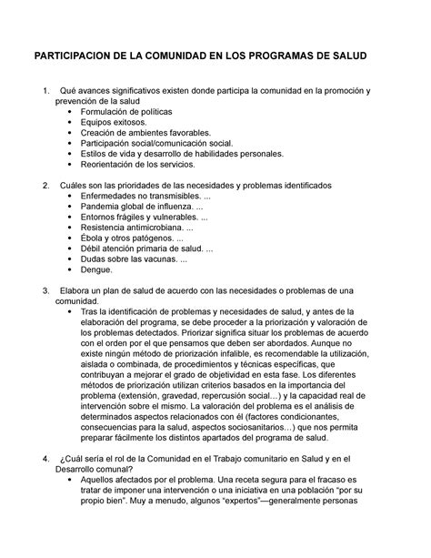 Participacion De La Comunidad En Los Programas De Salud Participacion De La Comunidad En Los