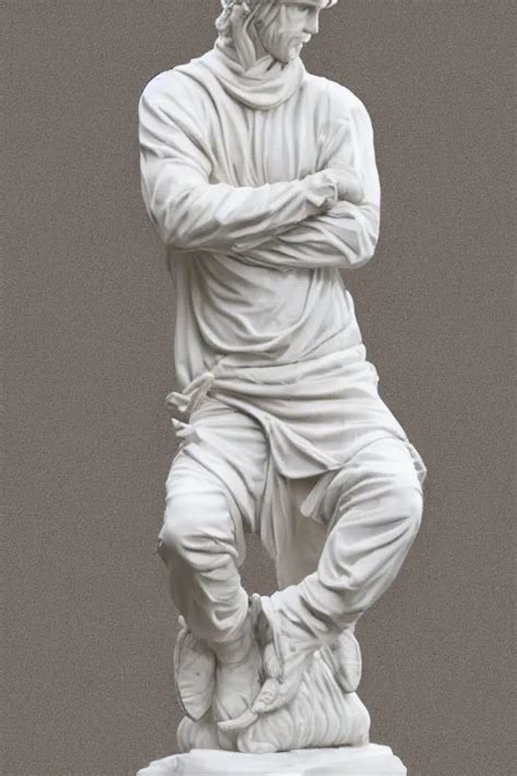 Marble Sculpture Of Man In Adidas Jacket Sportswear Stable Diffusion