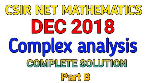 Csir Net Mathematics December 2018 Complex Analysis Solution