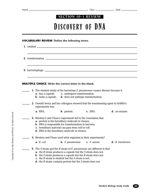 The Molecule Of Heredity Worksheet Key