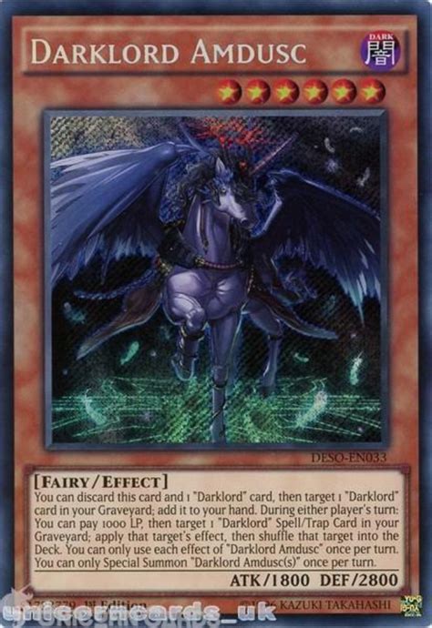 Deso En033 Darklord Amdusc Secret Rare 1st Edition Mint Yugioh Card Unicorn Cards Yugioh