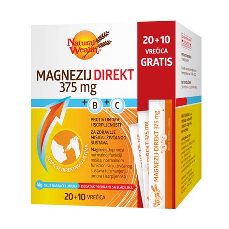 Natural Wealth Magnezij DIREKT 375MG A20 PROMO