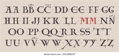 Carolingian Majuscule Alphabet Old Romanesque Font Stock Vector ...