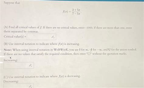 Solved Suppose That Fx7−5x25x A Find All Critical