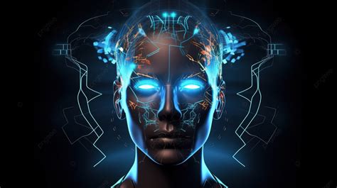 Futuristic Hologram Technology Stellar Crypto Cyborg S Abstract Face