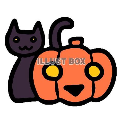 無料イラスト ハロウィンのカボチャと黒猫