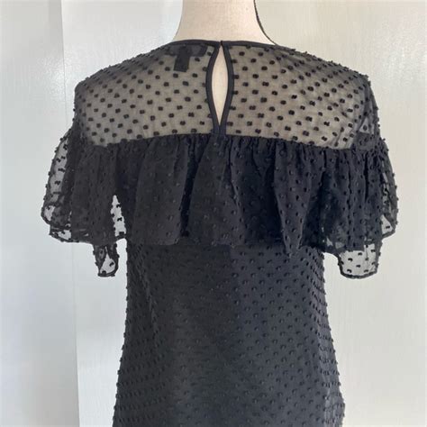 J Crew Tops J Crew Edie Black Swiss Dot Ruffle Blouse Poshmark