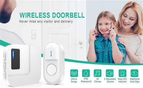 SURFOU Doorbell Wireless Waterproof Wall Plug In Cordless Battery